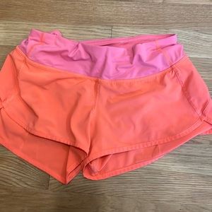 Lululemon Orange running shorts sz 4